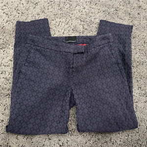 Cynthia rowley dark blue patterned straight  leg pants| size 6